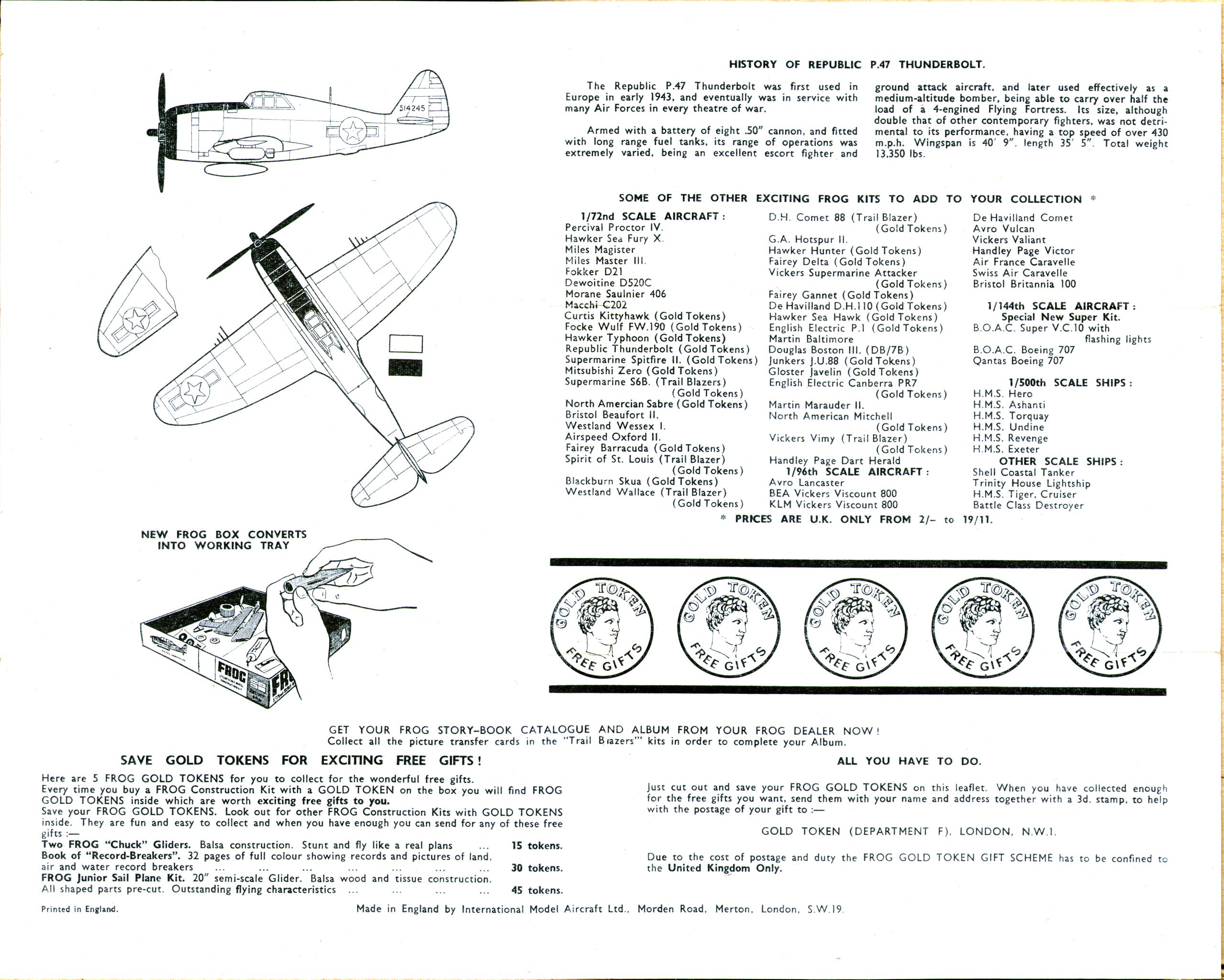 Окраска и маркировка FROG F390 P-47 Thunderbolt Fighter bomber, Black series, Rovex Industries Ltd, 1964-65